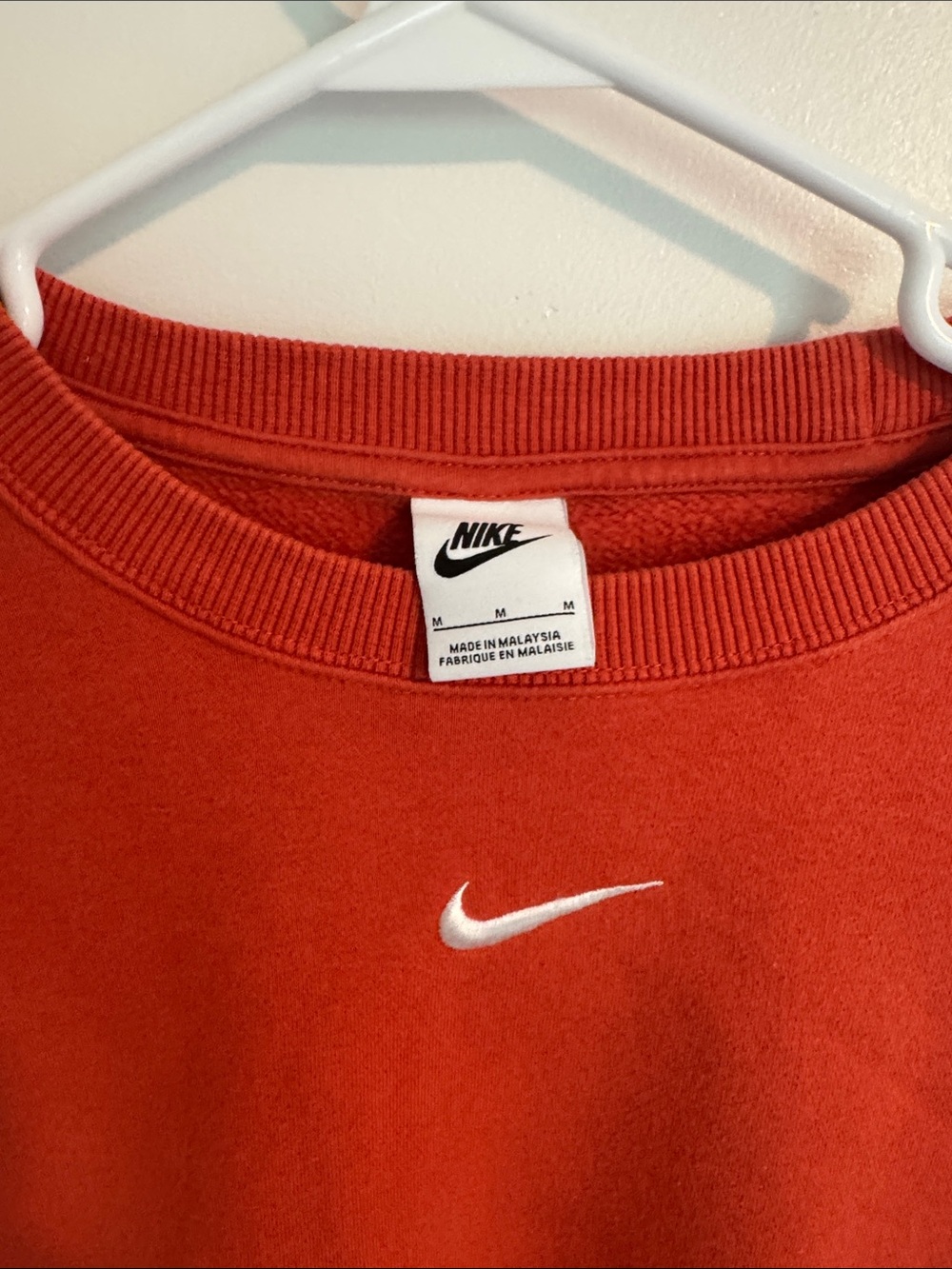 Nike Orange Pullover Sweatshirt with White Swoosh - Picture 3 of 7